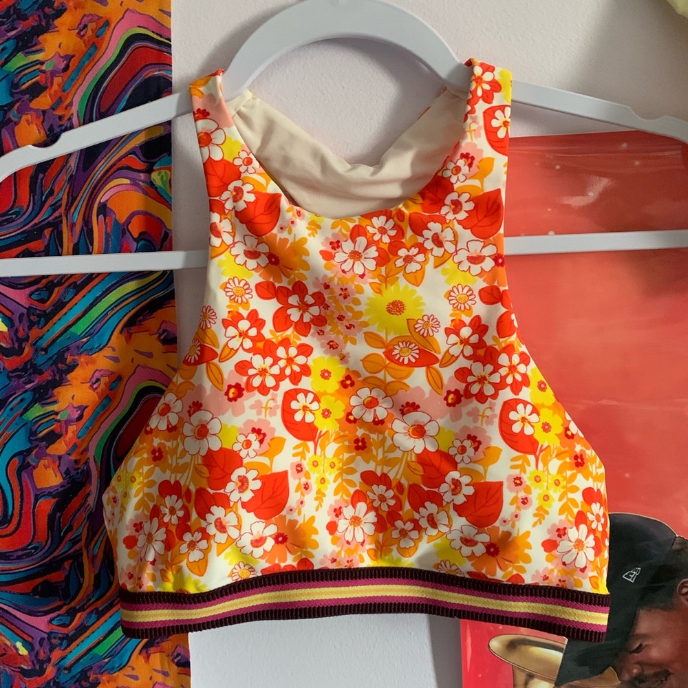 Aerie 70’s looking floral top/ swim top